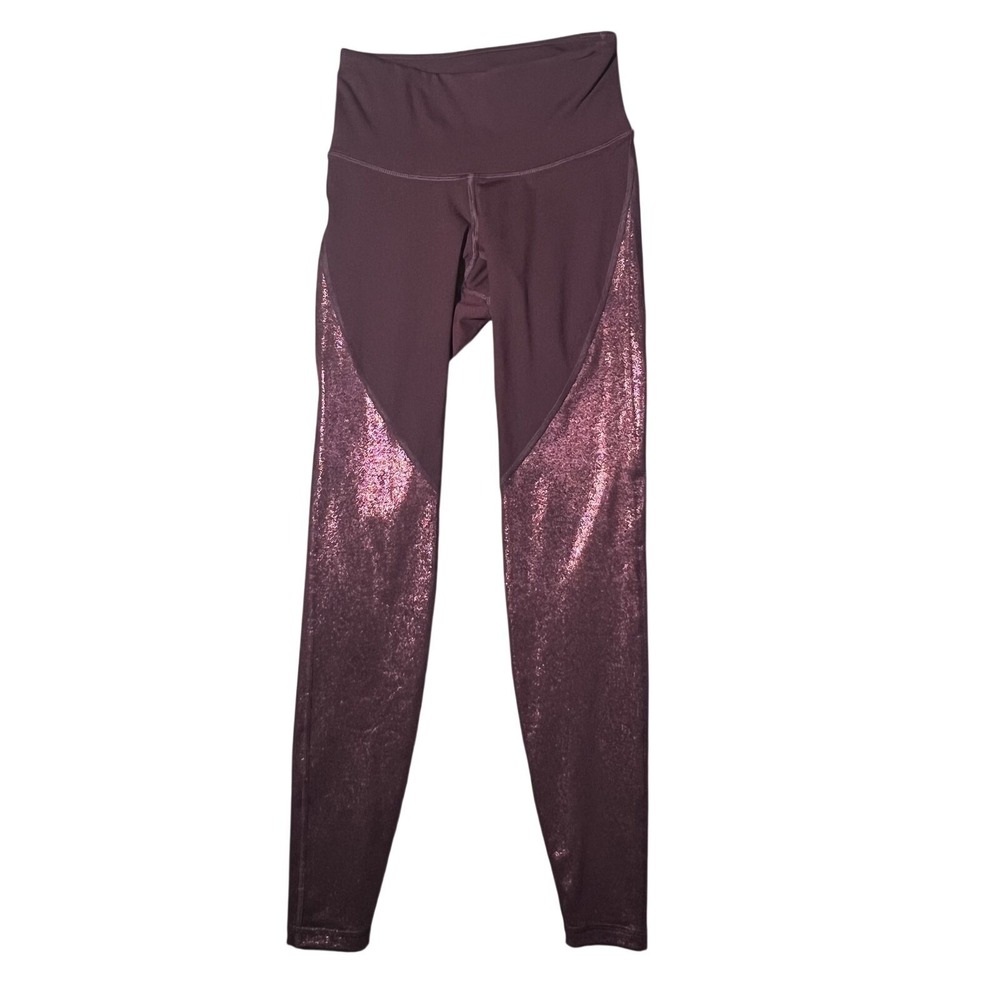 Old Navy Active GO-DRY Women's XS Plum Metallic Pink Leggings High Rise Yoga Gym